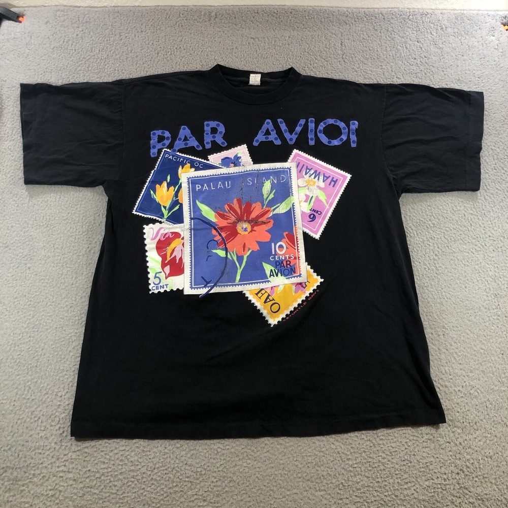 Vtg Par Avioi Hawaii T Shirt Men's XXL Black Stamp Single Stitch